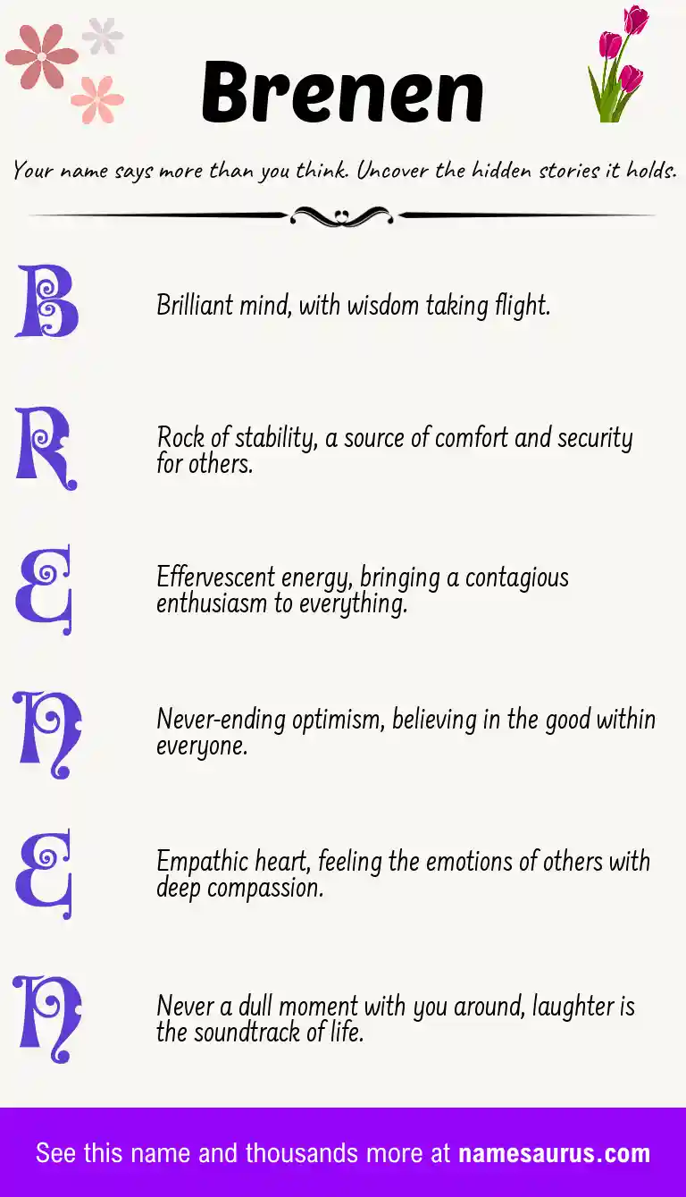 Acrostic poem about Brenen.