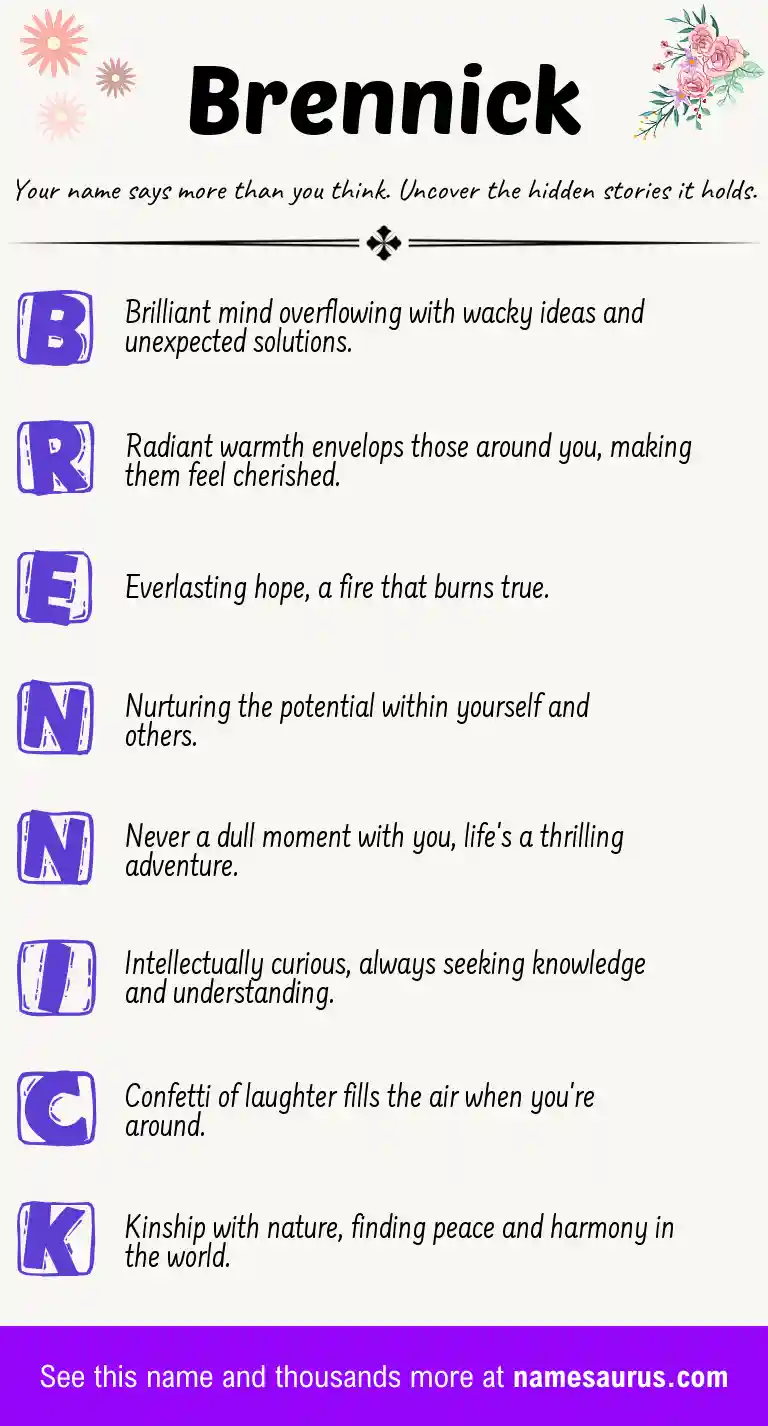 Acrostic poem about Brennick.