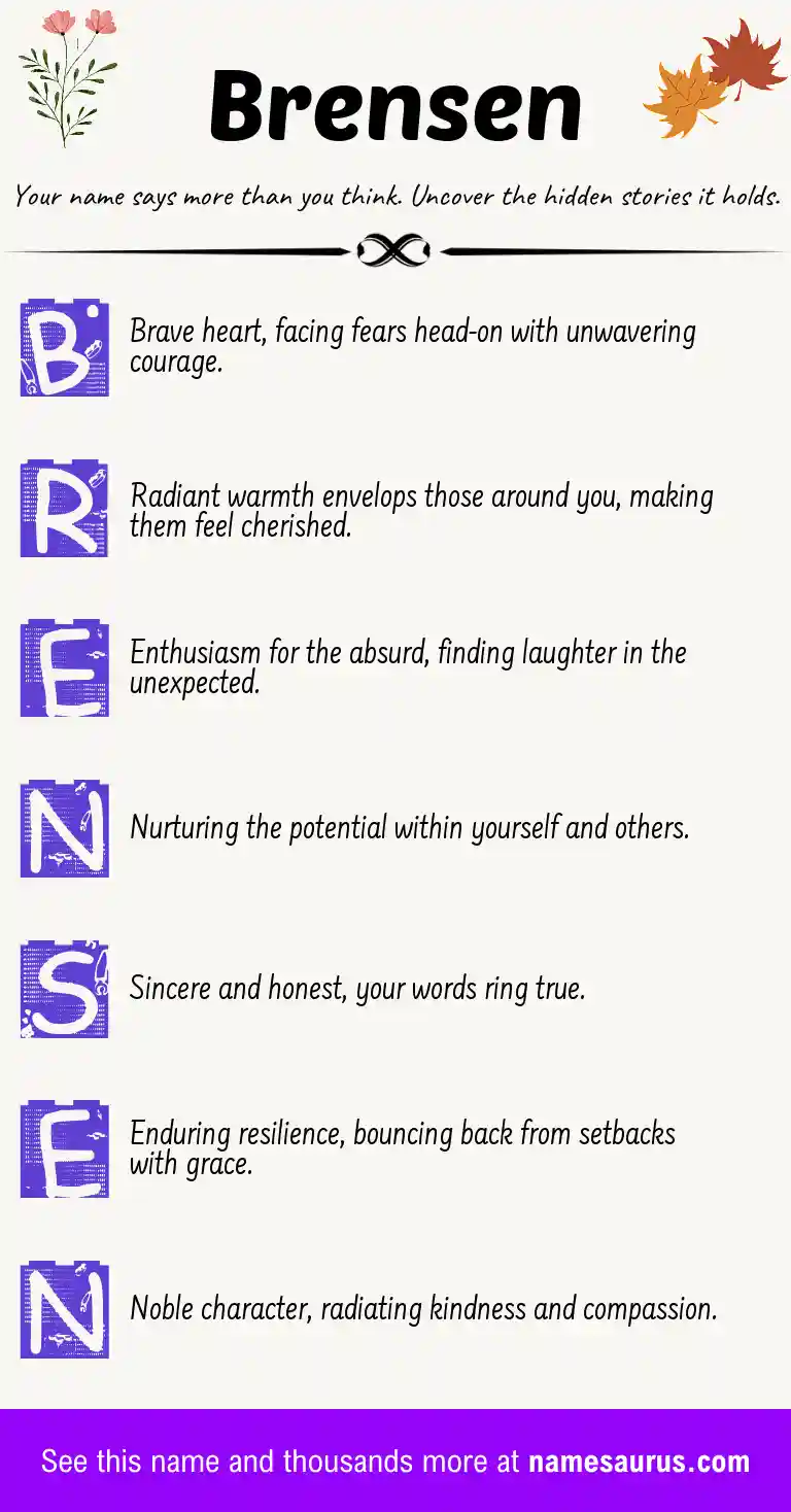 Acrostic poem about Brensen.