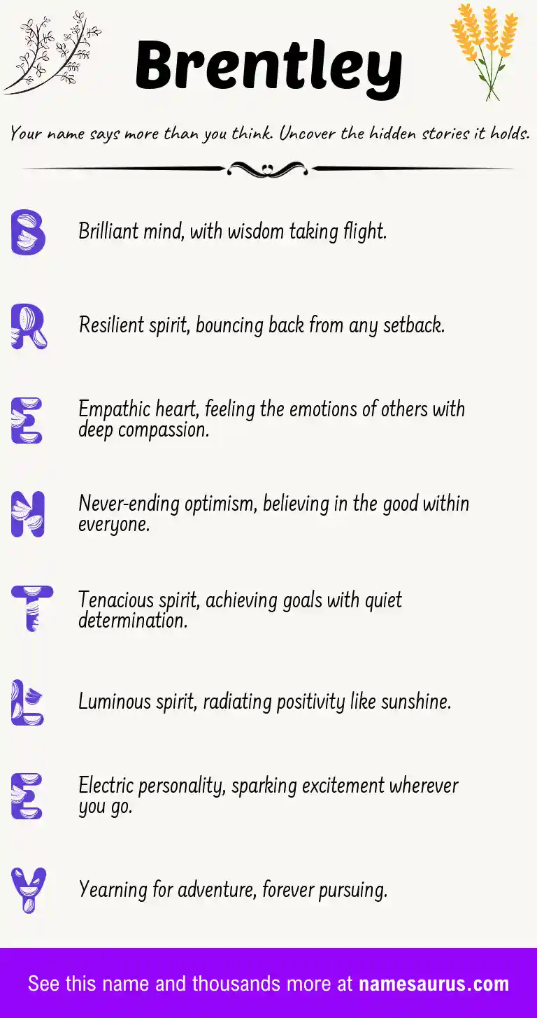 Acrostic poem about Brentley.
