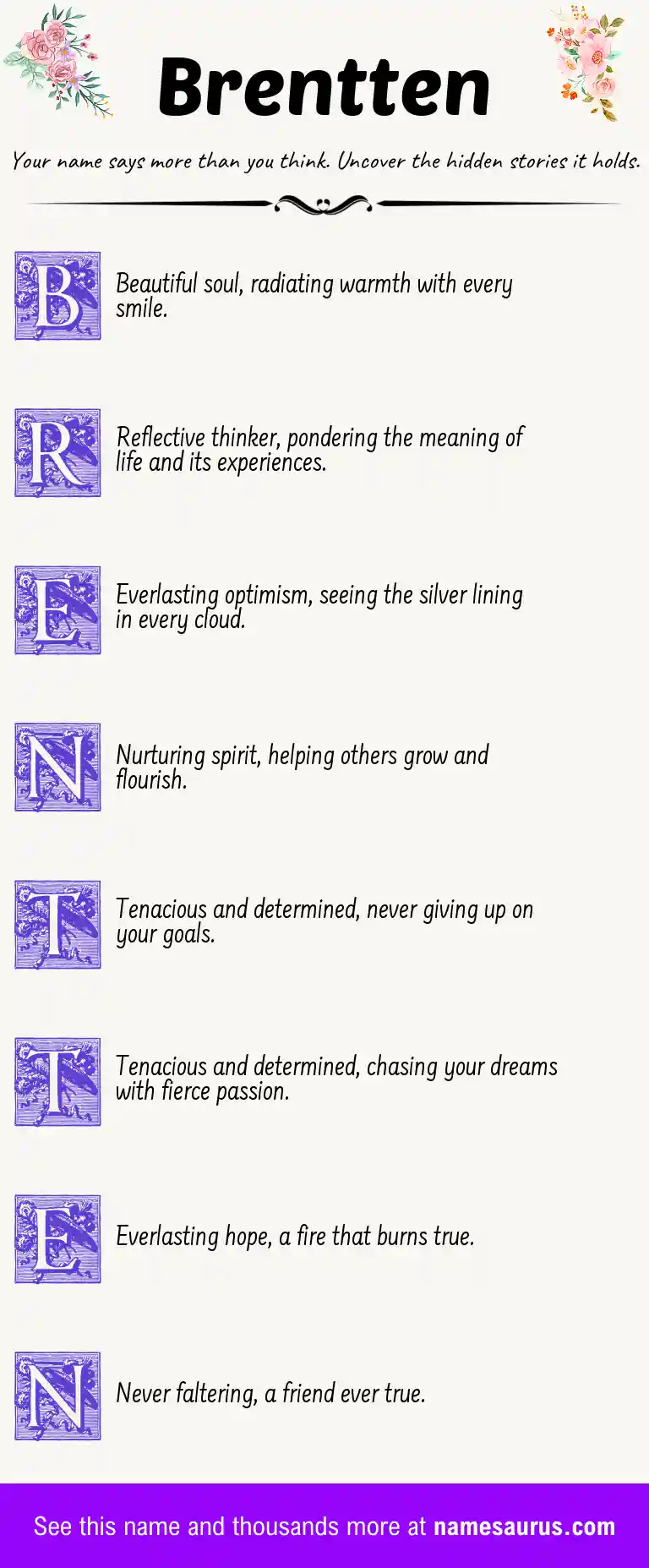 Acrostic poem about Brentten.
