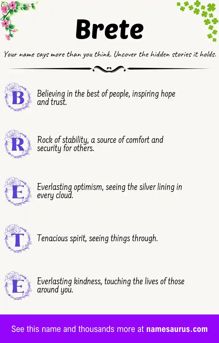 Acrostic poem about Brete.