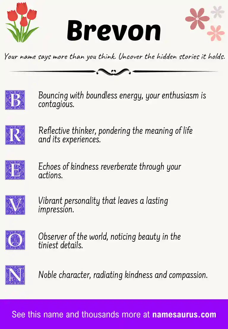 Acrostic poem about Brevon.