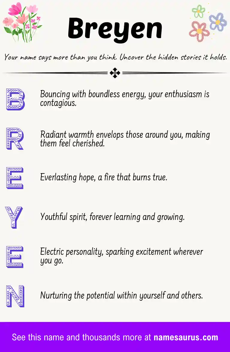 Acrostic poem about Breyen.