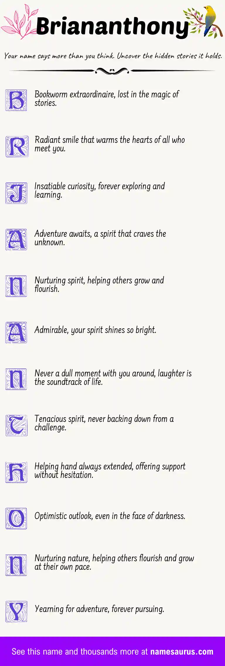 Acrostic poem about Briananthony.