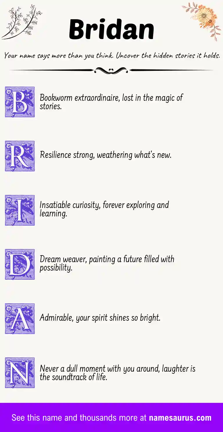 Acrostic poem about Bridan.