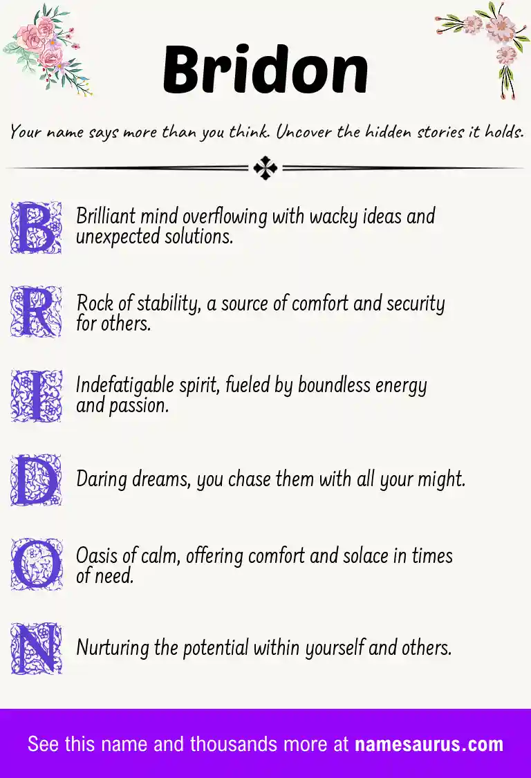 Acrostic poem about Bridon.