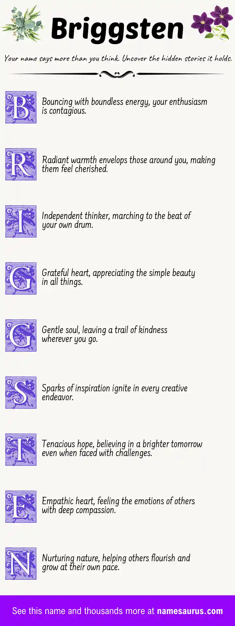 Acrostic poem about Briggsten.