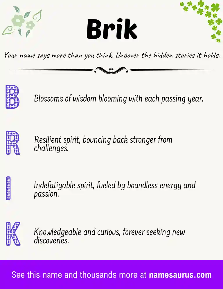 Acrostic poem about Brik.