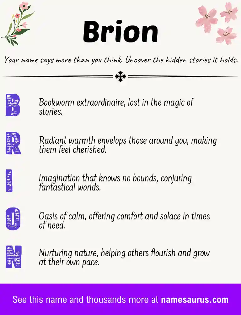 Acrostic poem about Brion.