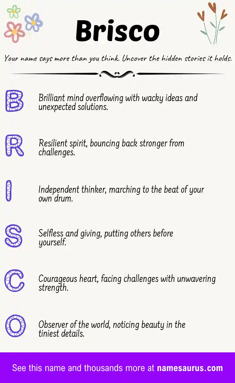 Acrostic poem about Brisco.