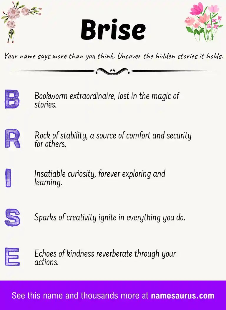 Acrostic poem about Brise.