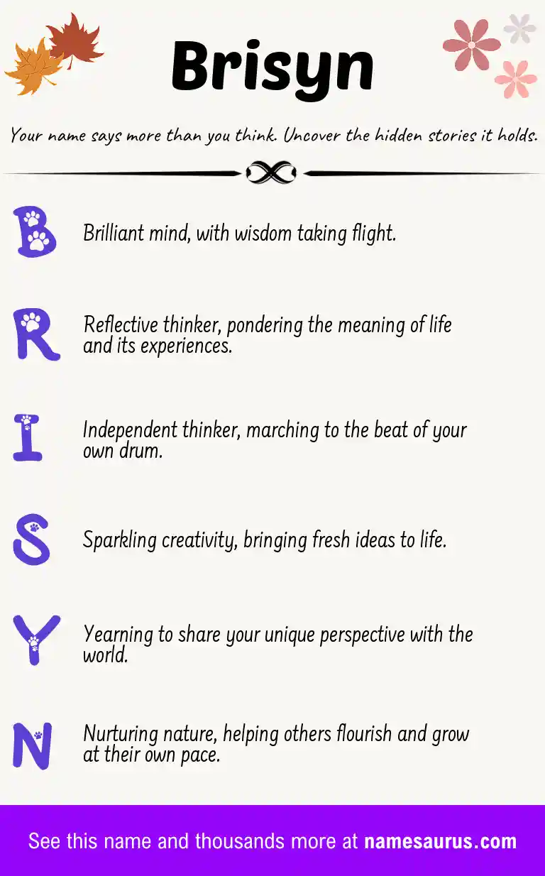 Acrostic poem about Brisyn.