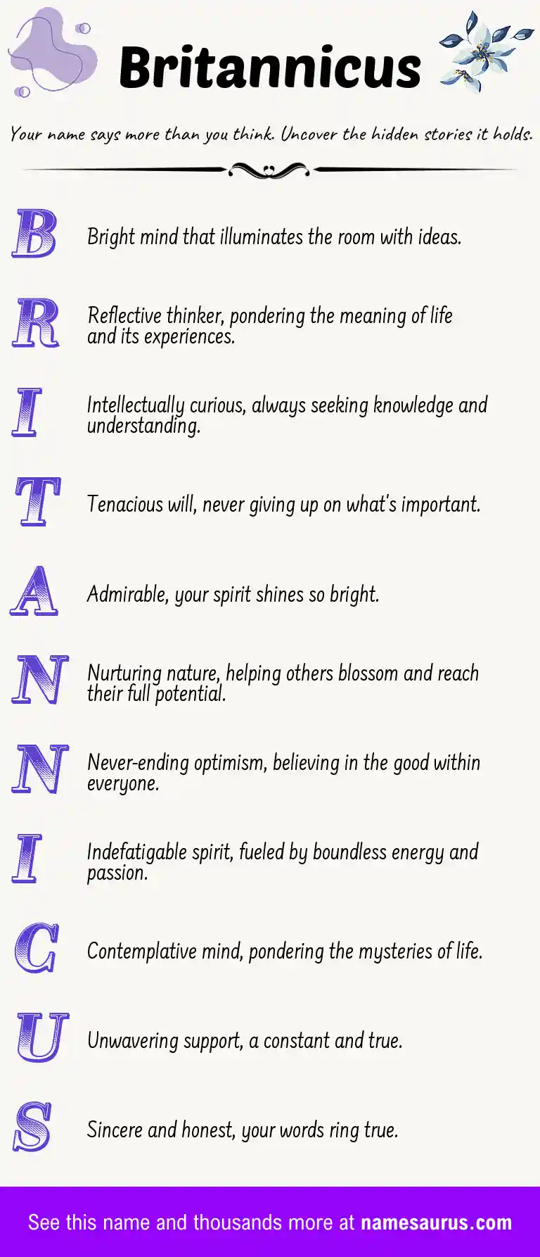 Acrostic poem about Britannicus.