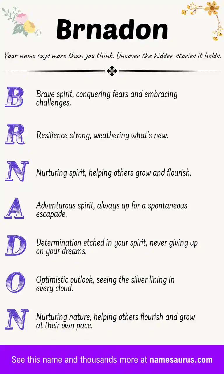 Acrostic poem about Brnadon.