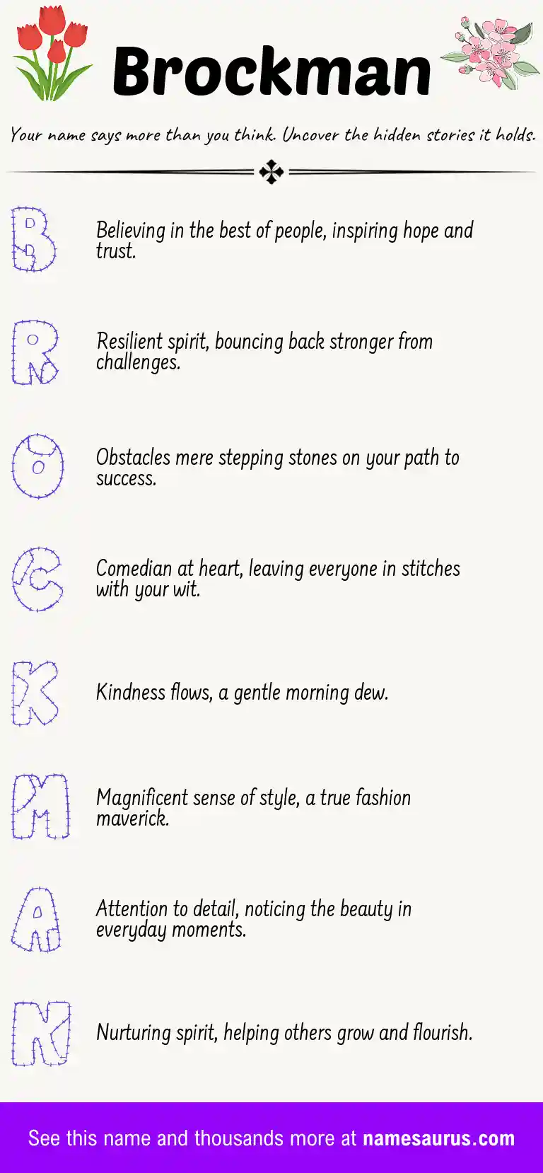 Acrostic poem about Brockman.