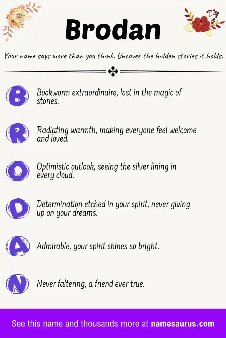Acrostic poem about Brodan.
