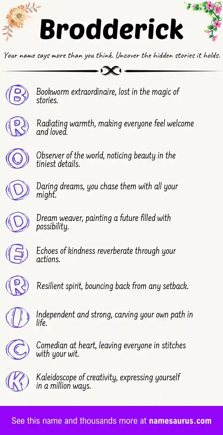 Acrostic poem about Brodderick.