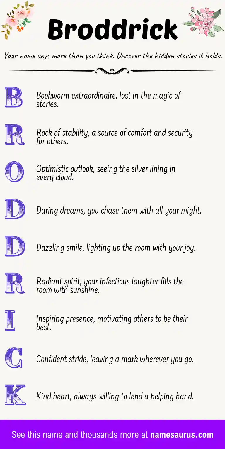 Acrostic poem about Broddrick.