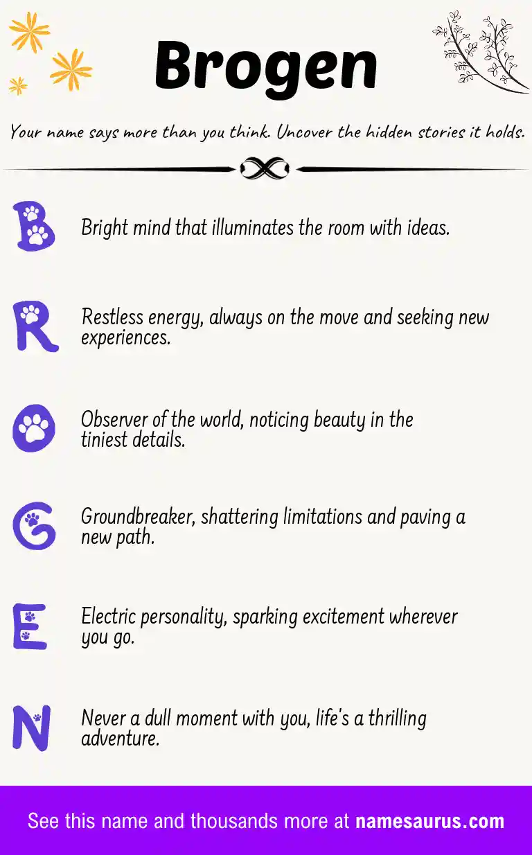 Acrostic poem about Brogen.