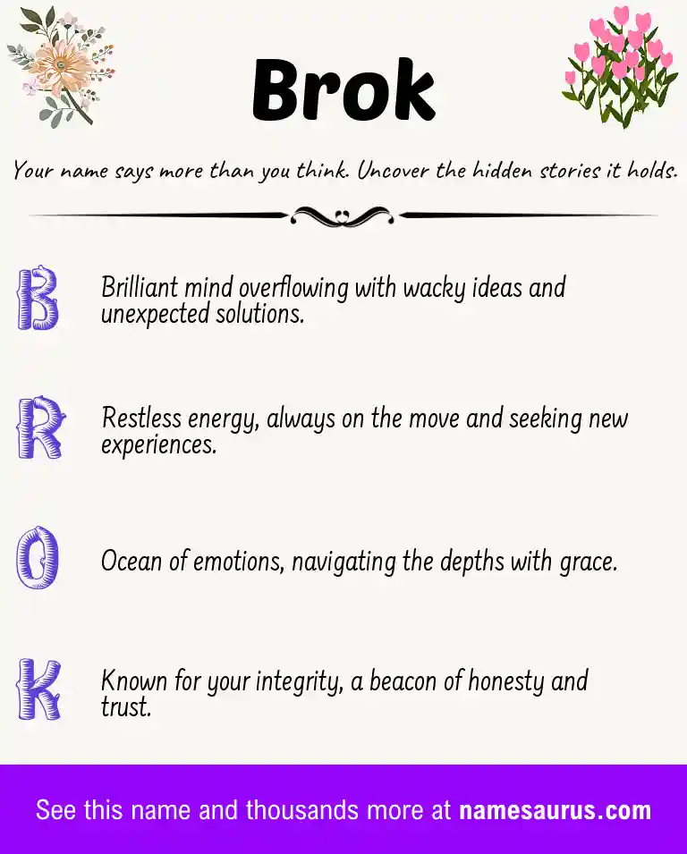 Acrostic poem about Brok.