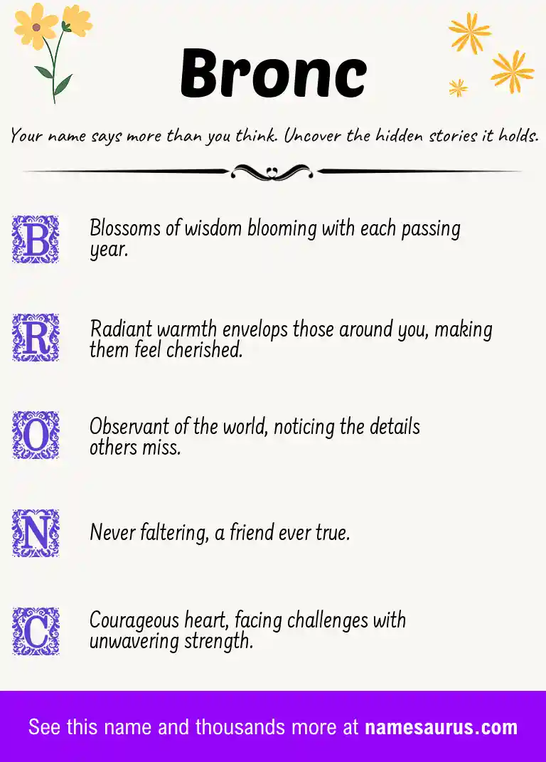 Acrostic poem about Bronc.