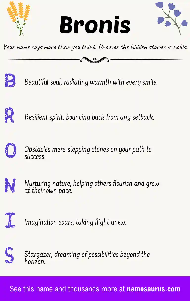 Acrostic poem about Bronis.