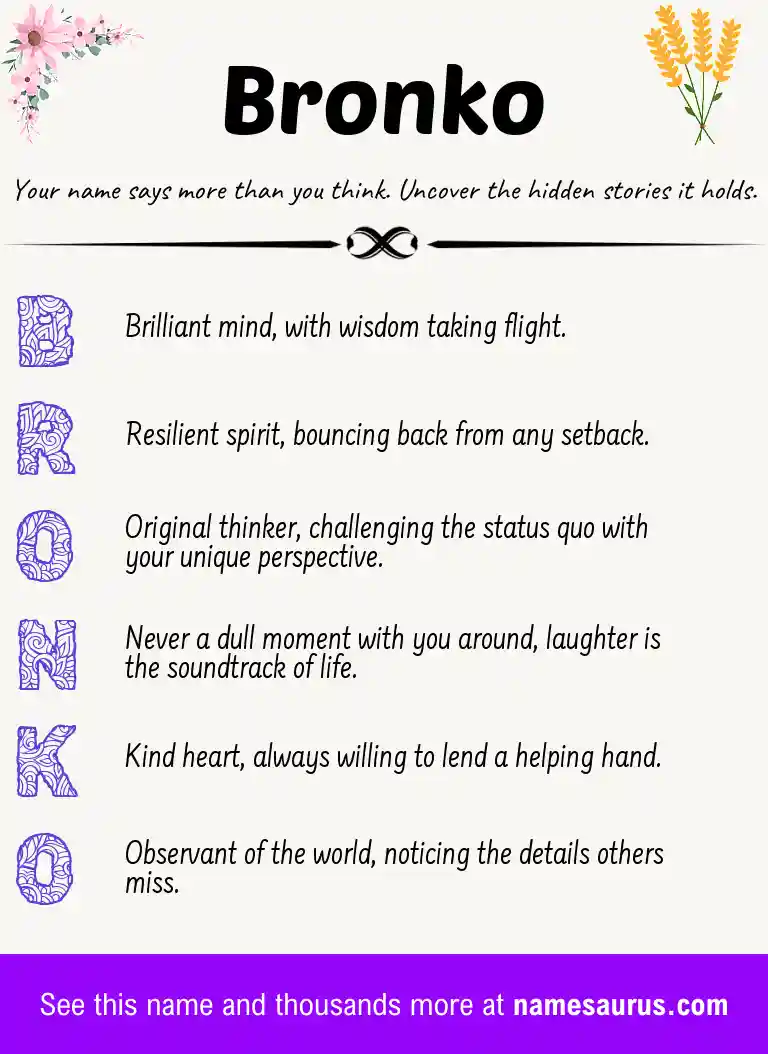 Acrostic poem about Bronko.