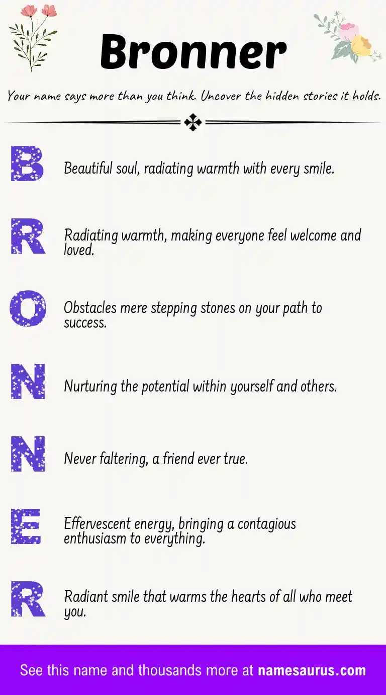 Acrostic poem about Bronner.