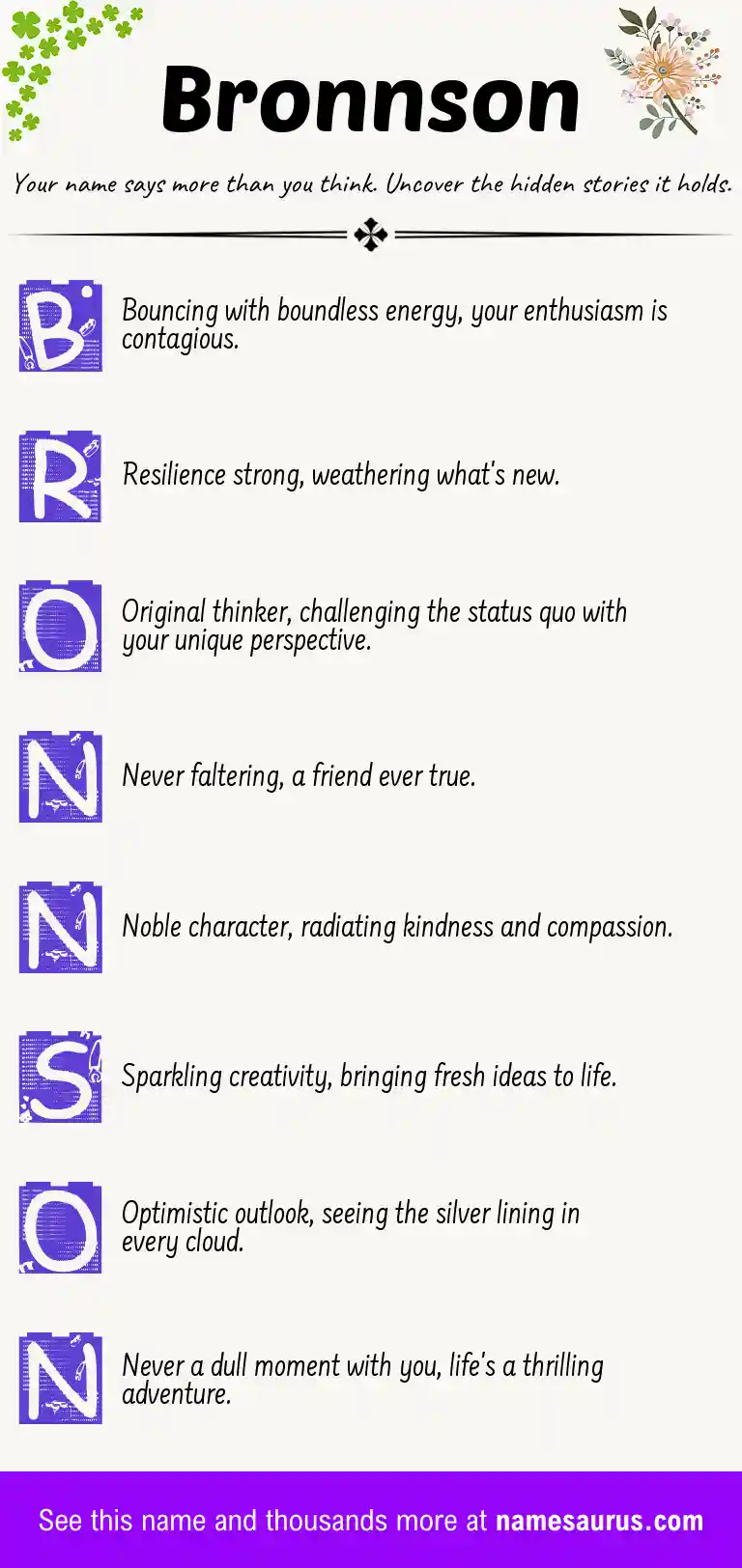 Acrostic poem about Bronnson.