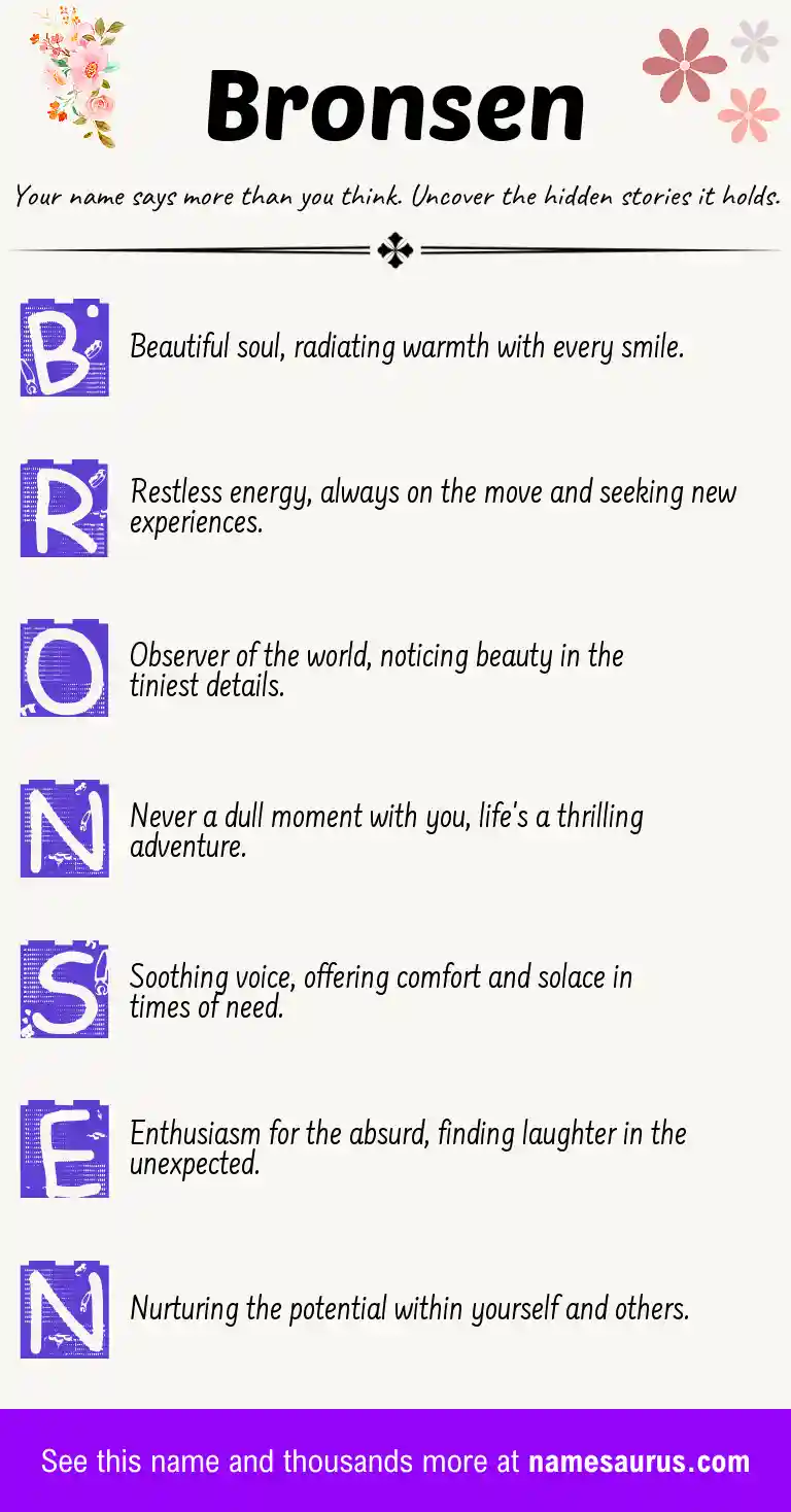 Acrostic poem about Bronsen.