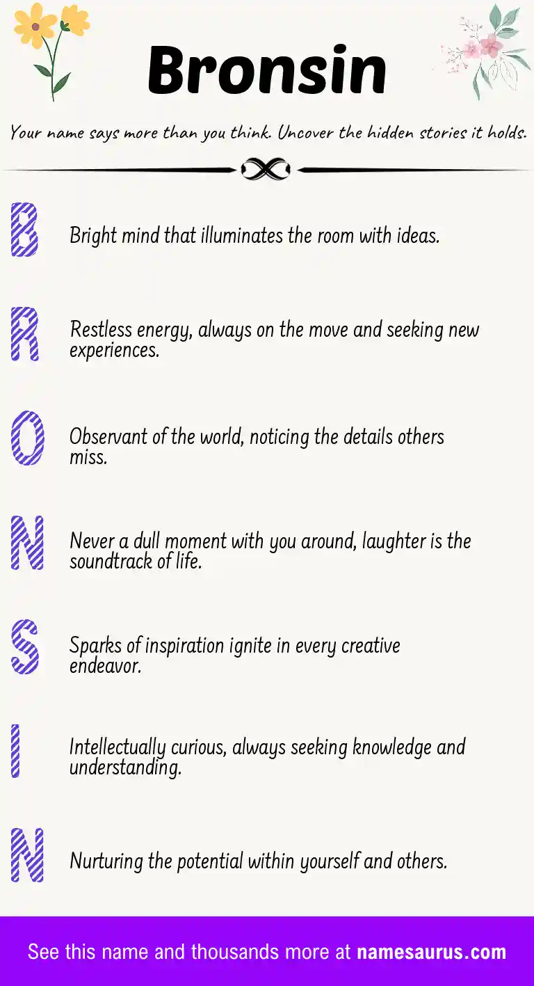 Acrostic poem about Bronsin.
