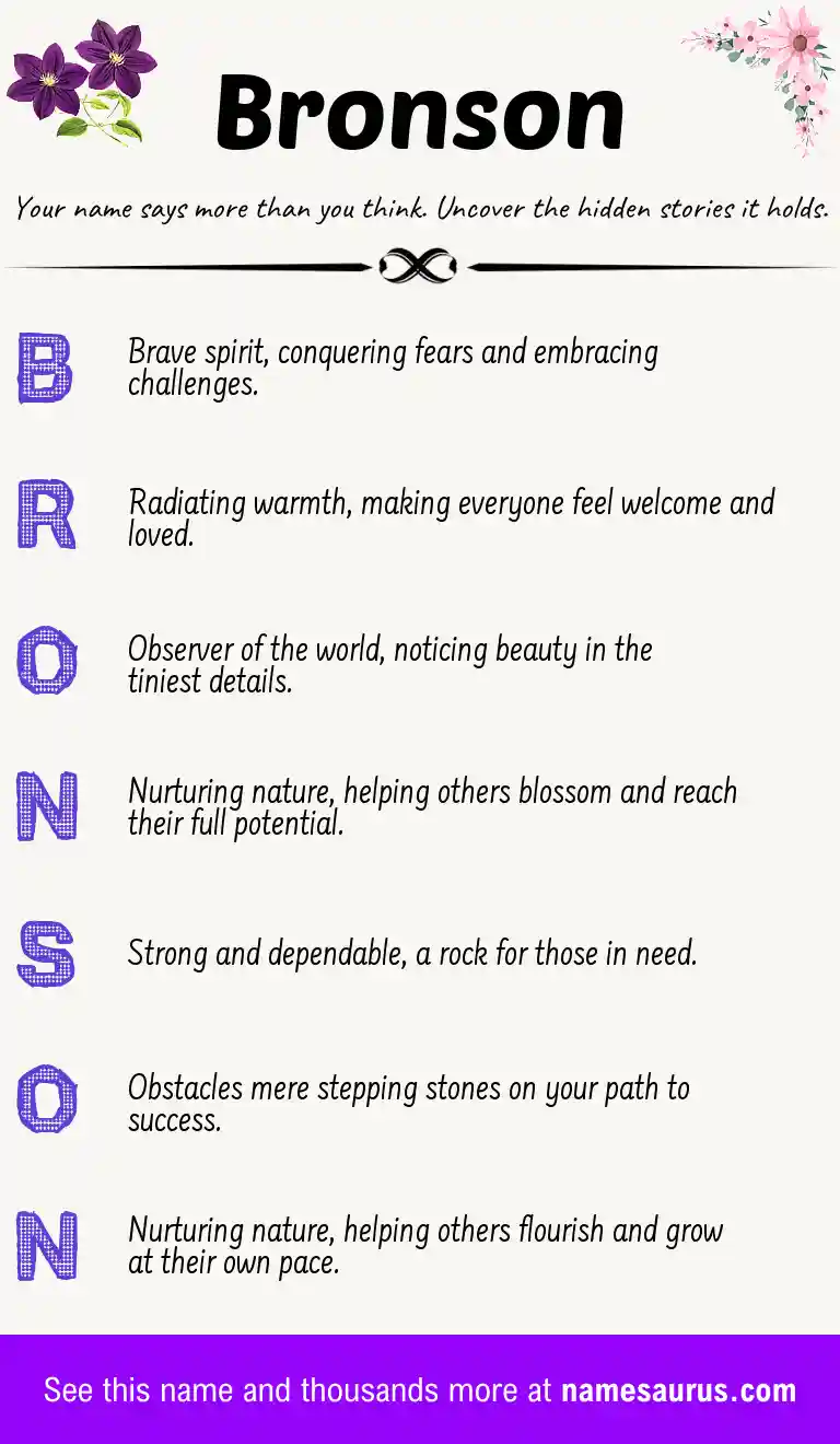 Acrostic poem about Bronson.
