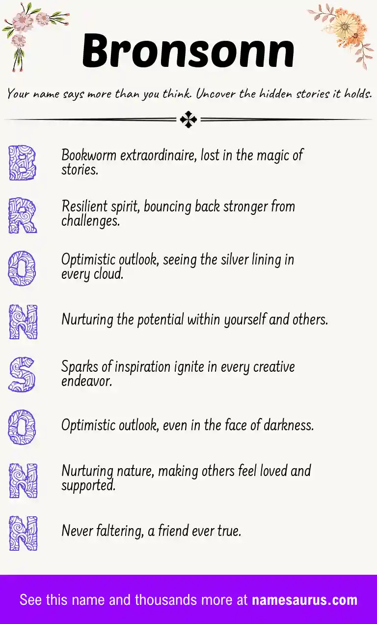 Acrostic poem about Bronsonn.