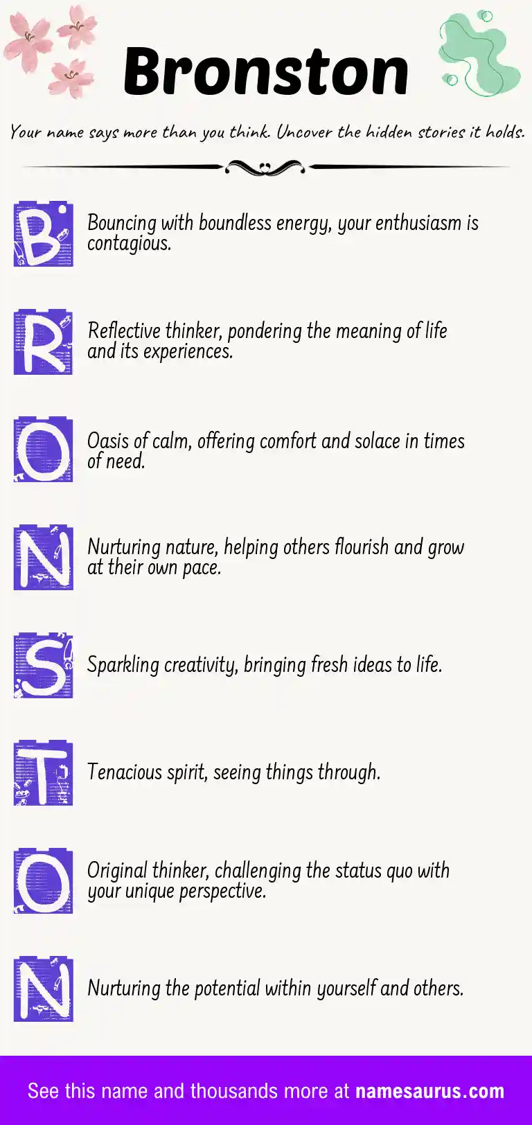 Acrostic poem about Bronston.