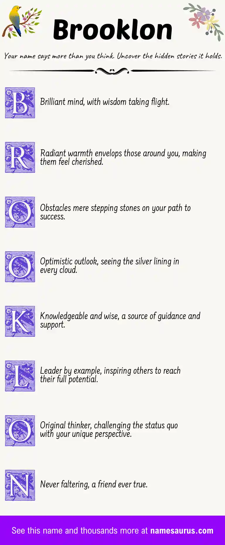 Acrostic poem about Brooklon.