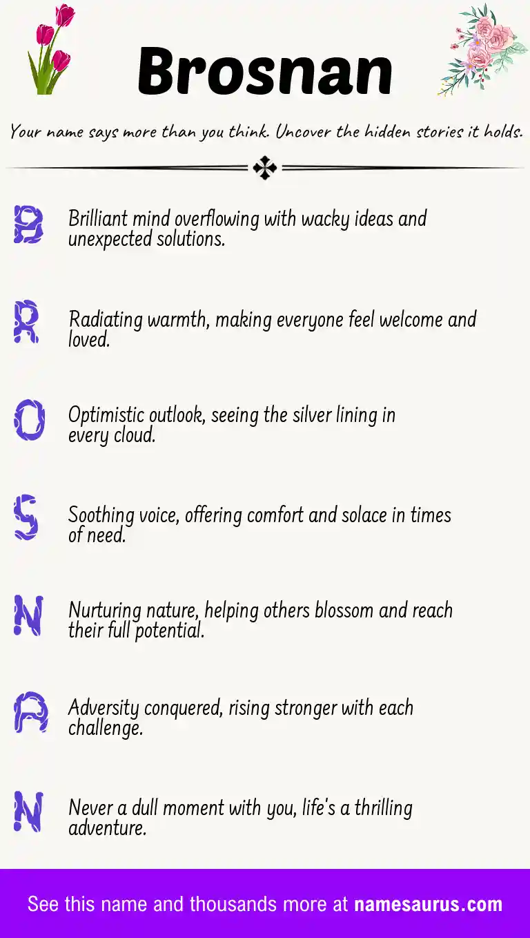 Acrostic poem about Brosnan.