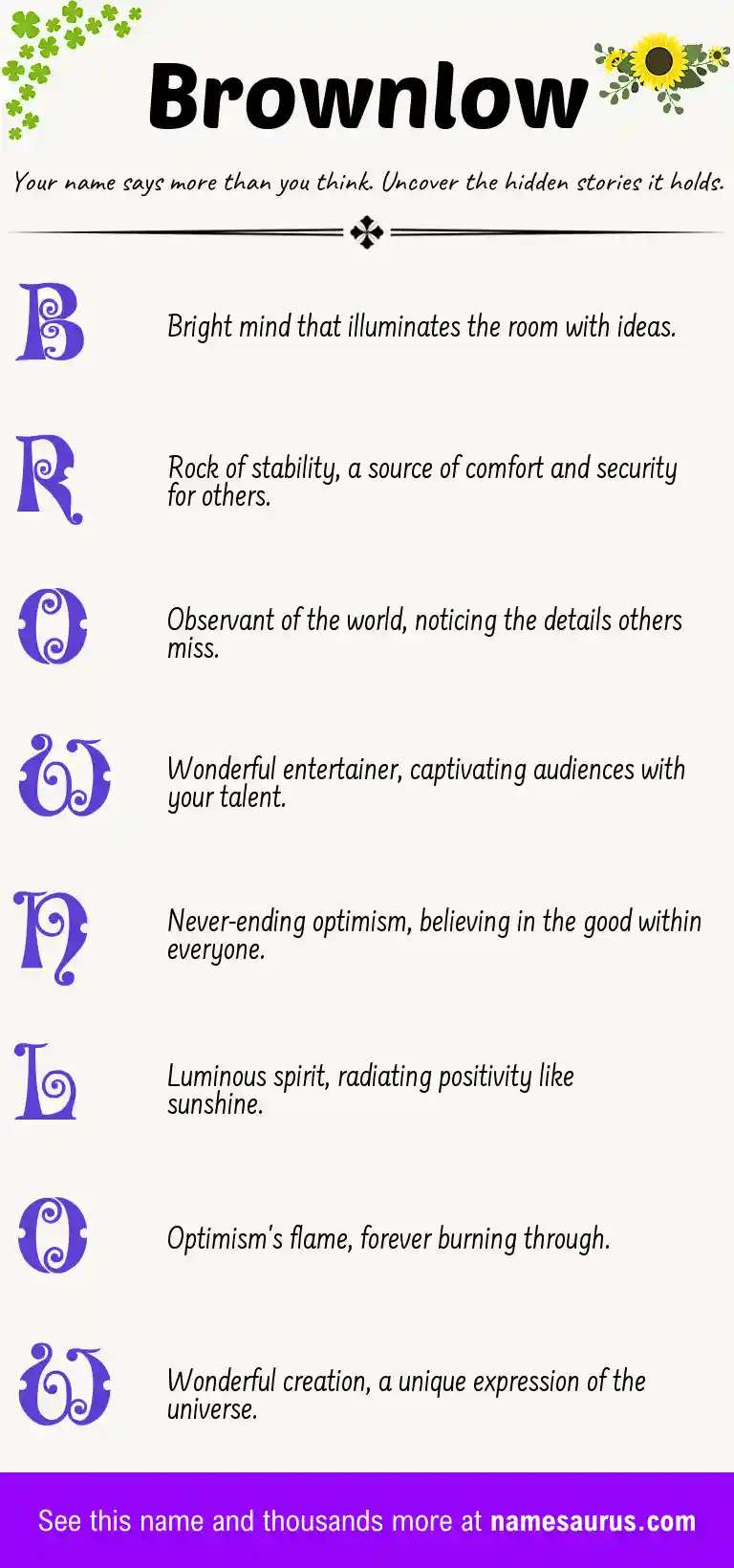 Acrostic poem about Brownlow.