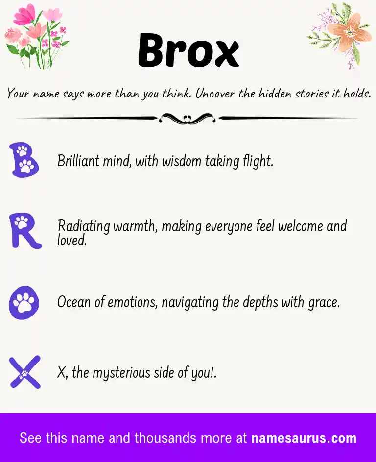Acrostic poem about Brox.