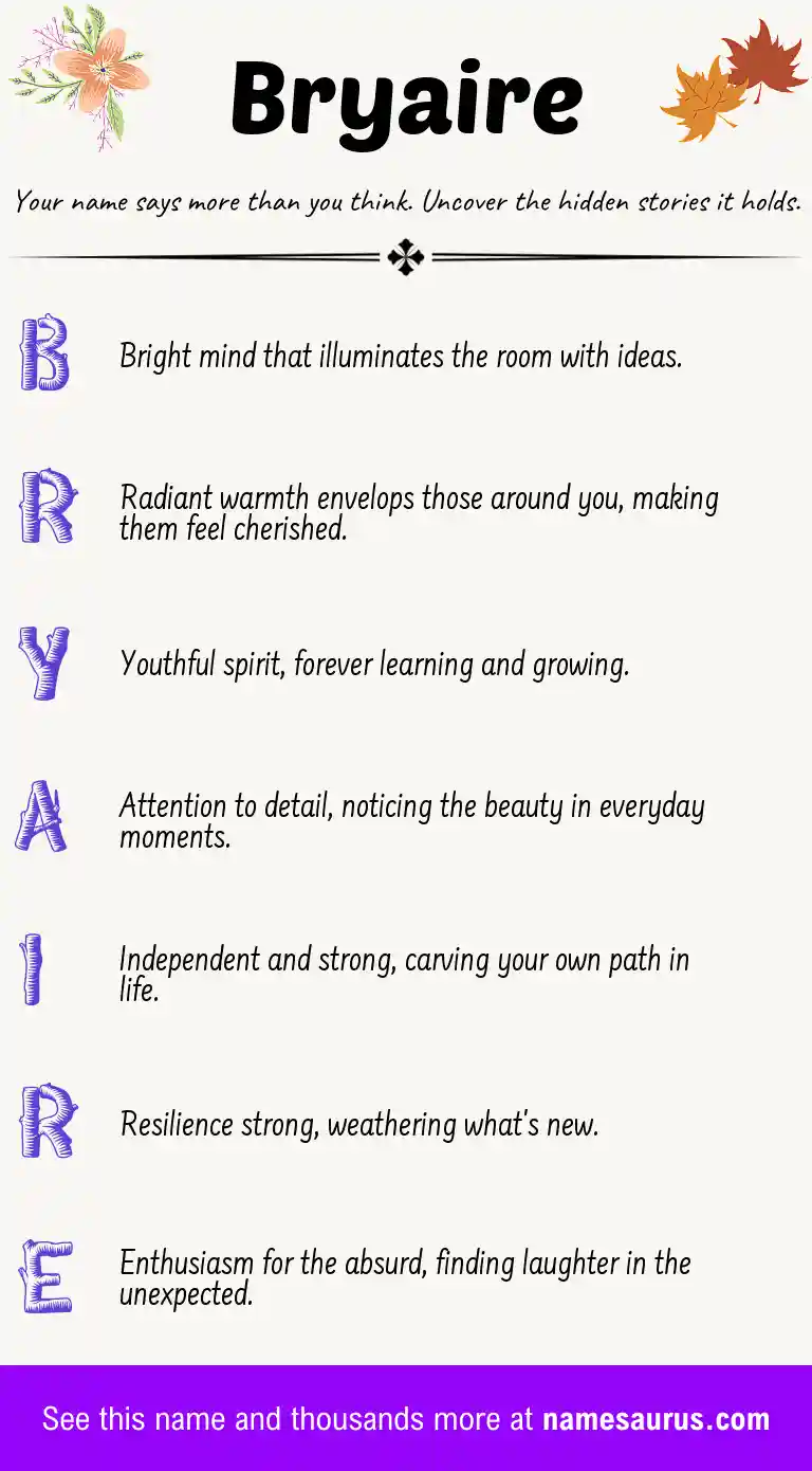 Acrostic poem about Bryaire.
