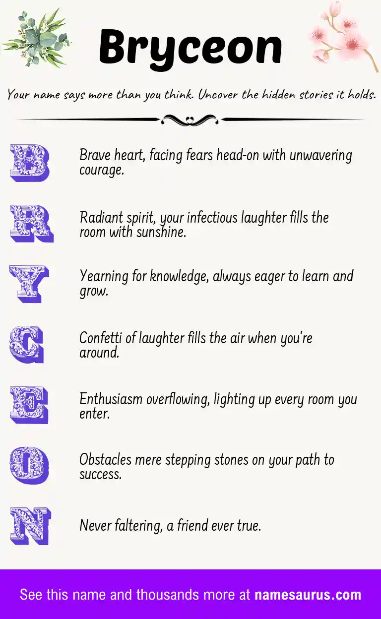 Acrostic poem about Bryceon.