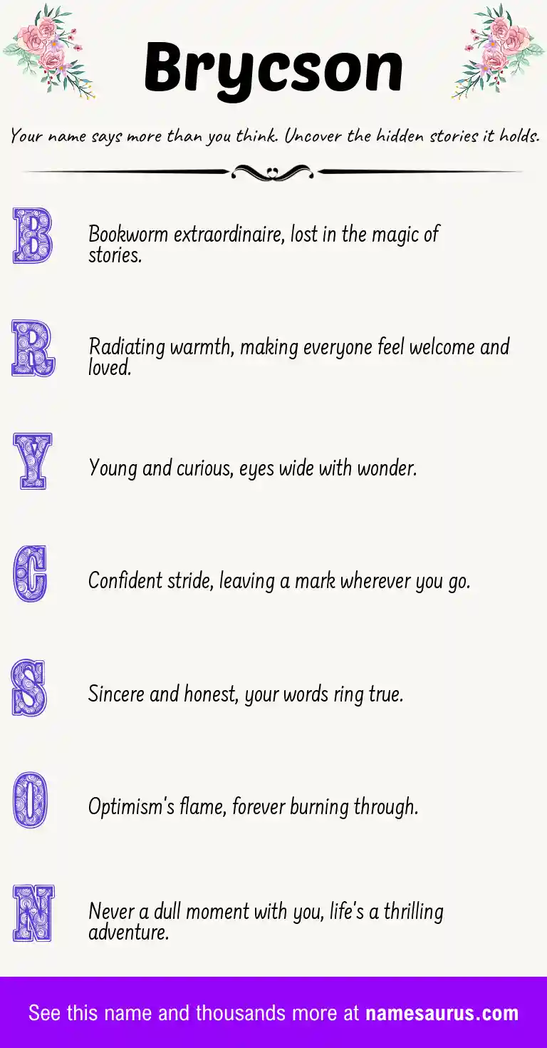 Acrostic poem about Brycson.