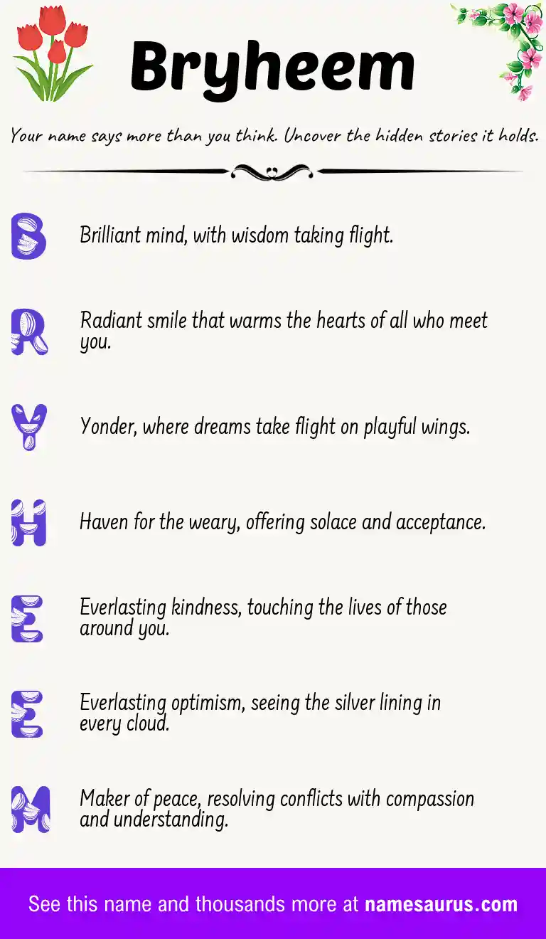 Acrostic poem about Bryheem.