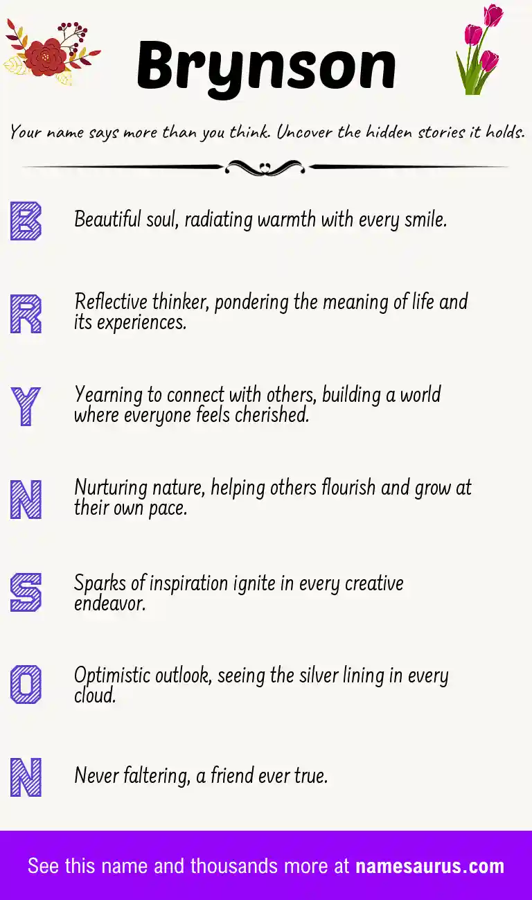Acrostic poem about Brynson.