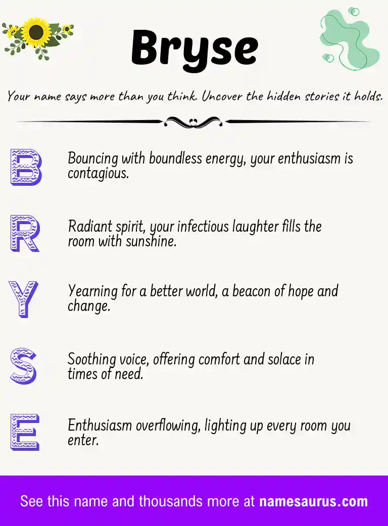 Acrostic poem about Bryse.
