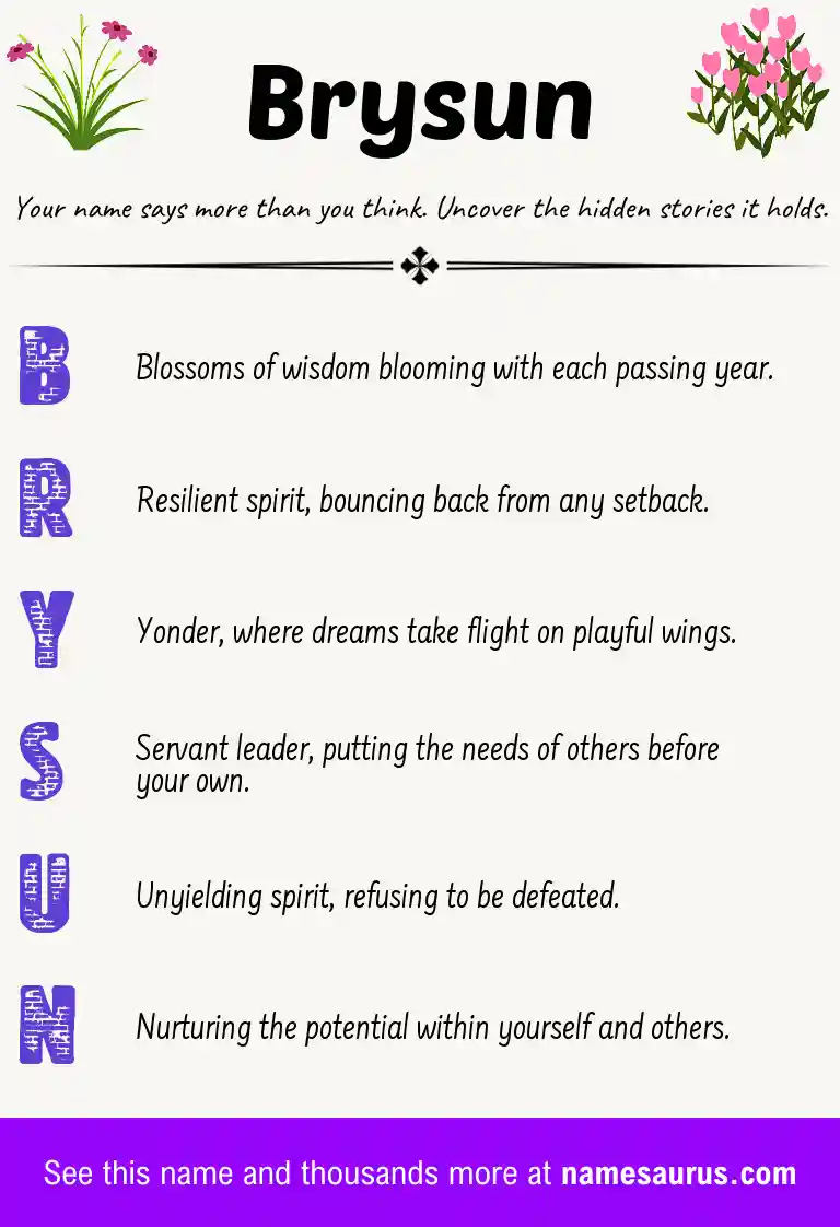 Acrostic poem about Brysun.