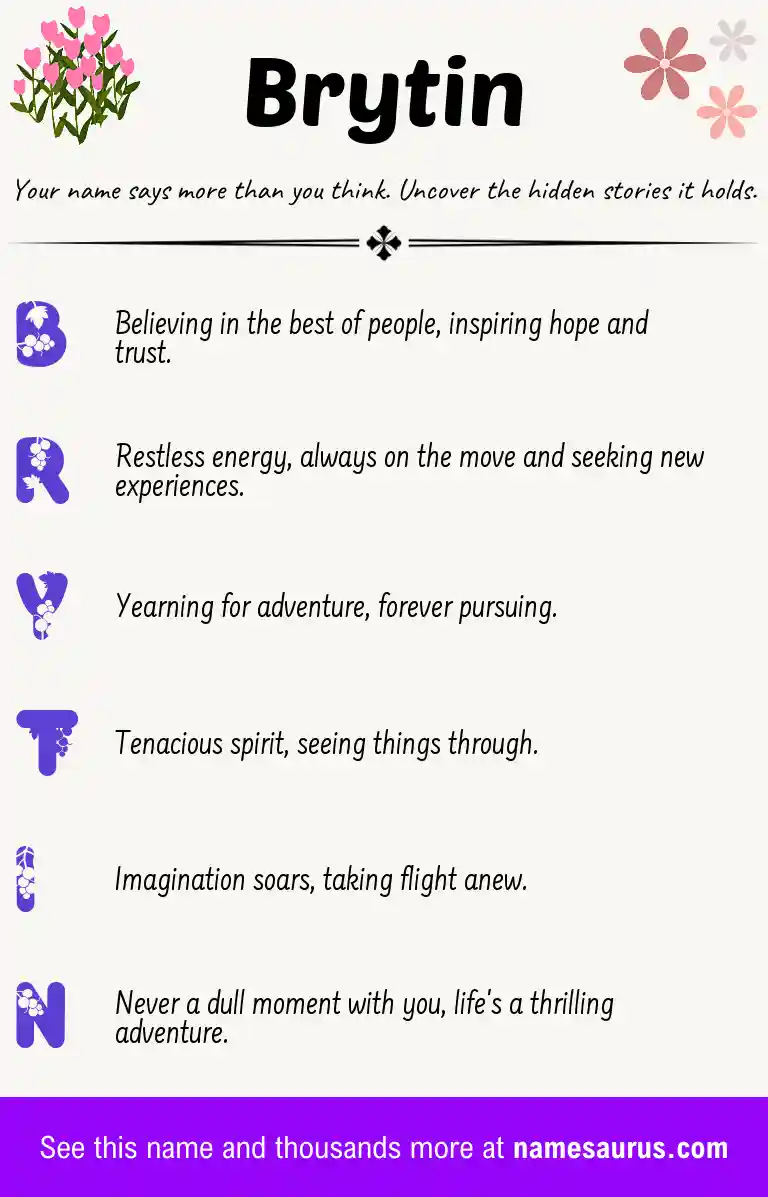 Acrostic poem about Brytin.