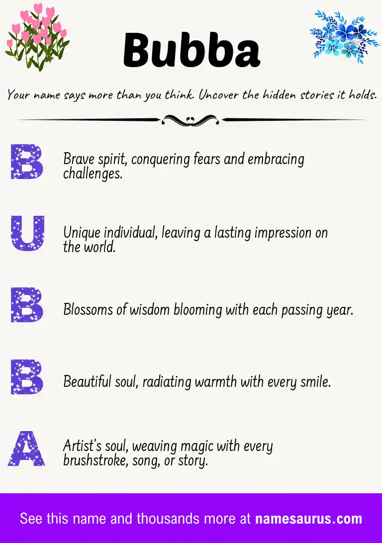 Acrostic poem about Bubba.