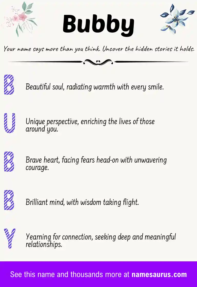 Acrostic poem about Bubby.