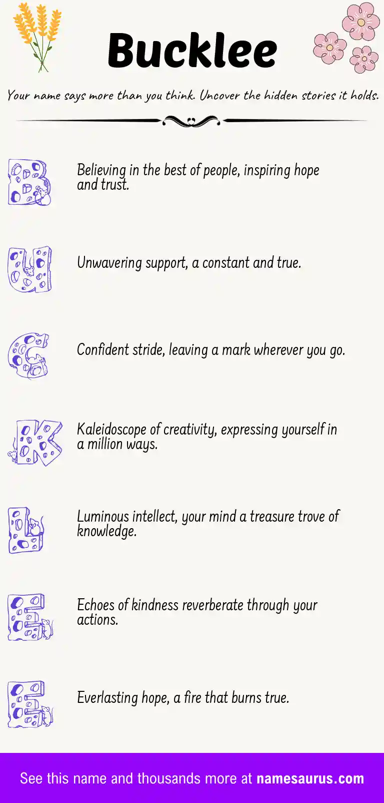 Acrostic poem about Bucklee.